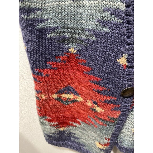 VTG Lauren Ralph Lauren Hand Knit Southwestern Aztec Vest Linen Equestrian Sz S - Picture 5 of 8